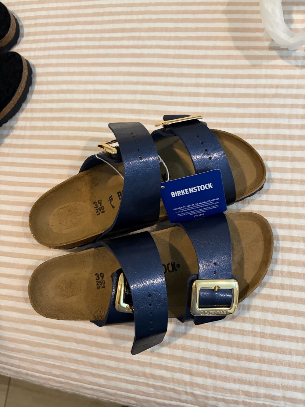 Birkenstock women Navy black Arizona Two-Strap Sandals